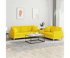 Sofa Sofos komplektas su pagalvėmis, 2 dalių, geltonas, audinys