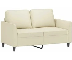 Sofa Sofos komplektas su pagalvėmis, 2 dalių, kreminis, dirbtinė oda
