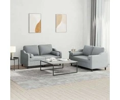 Sofa Sofos komplektas su pagalvėmis, 2 dalių, pilkas, audinys