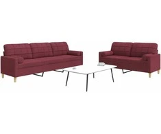 Sofa Sofos komplektas su pagalvėmis, 2 dalių, vyno, audinys