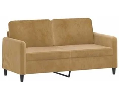 Sofa Sofos komplektas su pagalvėmis, 2 dalių, rudas, aksomas