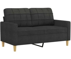 Sofa Sofos komplektas su pagalvėmis, 2 dalių, juodas, audinys