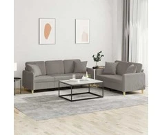 Sofa Sofos komplektas su pagalvėmis, 2 dalių, taupe, audinys