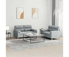 Sofa Sofos komplektas su pagalvėmis, 2 dalių, pilkas, audinys