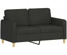 Sofa Sofos komplektas su pagalvėmis, 2 dalių, juodas, audinys