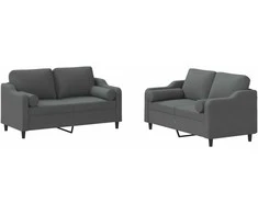 Sofa Sofos komplektas su pagalvėmis, 2 dalių, pilkas, audinys