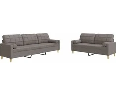 Sofa Sofos komplektas su pagalvėmis, 2 dalių, taupe, audinys