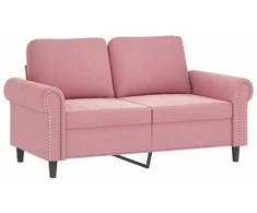 Sofa Sofos komplektas su pagalvėmis, 2 dalių, rožinis, aksomas