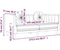 Sofa Sofos komplektas su pagalvėmis, 2 dalių, rožinis, aksomas