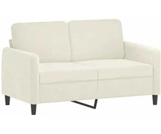 Sofa Sofos komplektas su pagalvėmis, 3 dalių, kreminis, aksomas