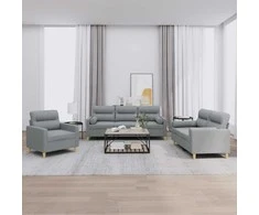Sofa Sofos komplektas su pagalvėmis, 3 dalių, pilkas, audinys