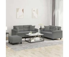 Sofa Sofos komplektas su pagalvėmis, 3 dalių, pilkas, audinys
