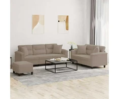 Sofa Sofos komplektas su pagalvėmis, 3 dalių, taupe, audinys
