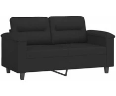 Sofa Sofos komplektas su pagalvėmis, 3 dalių, juodas, audinys
