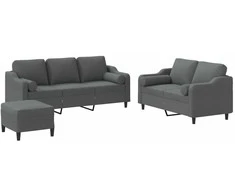 Sofa Sofos komplektas su pagalvėmis, 3 dalių, pilkas, audinys