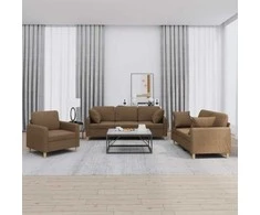 Sofa Sofos komplektas su pagalvėmis, 3 dalių, rudas, audinys