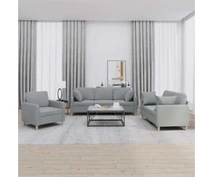Sofa Sofos komplektas su pagalvėmis, 3 dalių, pilkas, audinys