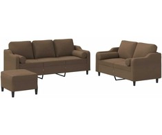 Sofa Sofos komplektas su pagalvėmis, 3 dalių, rudas, audinys