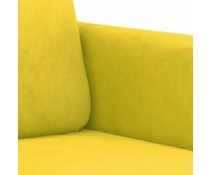 Sofa Sofos komplektas su pagalvėmis, 3 dalių, geltonas, aksomas