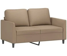 Sofa Sofos komplektas su pagalvėmis, 3 dalių, kapučino, dirbtinė oda