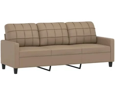 Sofa Sofos komplektas su pagalvėmis, 3 dalių, kapučino, dirbtinė oda