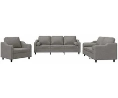 Sofa Sofos komplektas su pagalvėmis, 3 dalių, taupe, audinys
