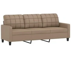 Sofa Sofos komplektas su pagalvėmis, 3 dalių, kapučino, dirbtinė oda