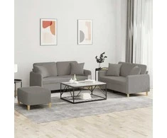 Sofa Sofos komplektas su pagalvėmis, 3 dalių, taupe, audinys