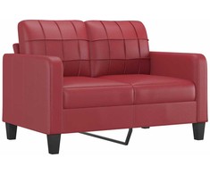 Sofa Sofos komplektas su pagalvėmis, 3 dalių, vyno, dirbtinė oda