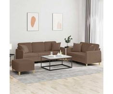 Sofa Sofos komplektas su pagalvėmis, 3 dalių, rudas, audinys