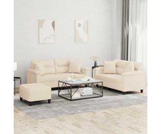 Sofa Sofos komplektas su pagalvėmis, 3 dalių, smėlio, audinys