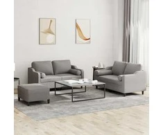 Sofa Sofos komplektas su pagalvėmis, 3 dalių, taupe, audinys