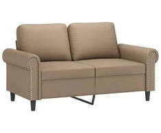 Sofa Sofos komplektas su pagalvėmis, 3 dalių, kapučino, dirbtinė oda