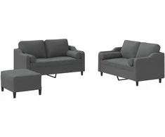 Sofa Sofos komplektas su pagalvėmis, 3 dalių, pilkas, audinys