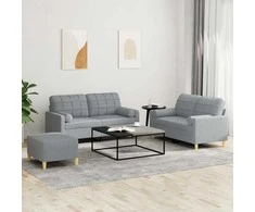 Sofa Sofos komplektas su pagalvėmis, 3 dalių, pilkas, audinys