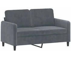Sofa Sofos komplektas su pagalvėmis, 3 dalių, pilkas, aksomas