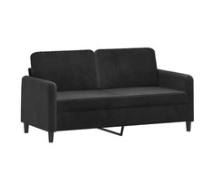Sofa Sofos komplektas su pagalvėmis, 3 dalių, juodas, aksomas