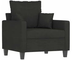 Sofa Sofos komplektas su pagalvėmis, 3 dalių, juodas, audinys