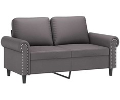 Sofa Sofos komplektas su pagalvėmis, 3 dalių, pilkas, dirbtinė oda