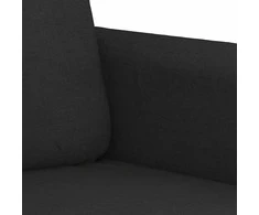 Sofa Sofos komplektas su pagalvėmis, 3 dalių, juodas, audinys