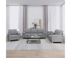 Sofa Sofos komplektas su pagalvėmis, 3 dalių, pilkas, audinys