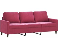 Sofa Sofos komplektas su pagalvėmis, 3 dalių, vyno, aksomas