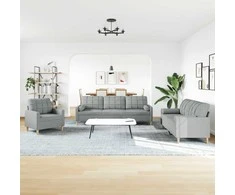 Sofa Sofos komplektas su pagalvėmis, 3 dalių, pilkas, audinys