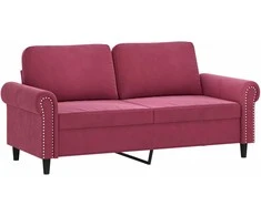 Sofa Sofos komplektas su pagalvėmis, 3 dalių, vyno, aksomas