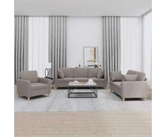 Sofa Sofos komplektas su pagalvėmis, 3 dalių, taupe, audinys