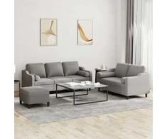 Sofa Sofos komplektas su pagalvėmis, 3 dalių, taupe, audinys