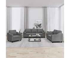 Sofa Sofos komplektas su pagalvėmis, 3 dalių, pilkas, audinys