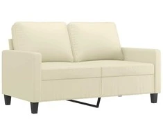 Sofa Sofos komplektas su pagalvėmis, 3 dalių, kreminis, dirbtinė oda
