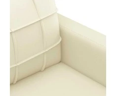 Sofa Sofos komplektas su pagalvėmis, 3 dalių, kreminis, dirbtinė oda