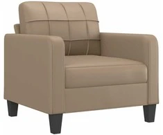 Sofa Sofos komplektas su pagalvėmis, 3 dalių, kapučino, dirbtinė oda